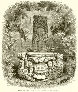 Alter Götze und Altar in Copan, Guatemala von English School