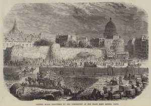 Alte Mauern entdeckt durch die Abrisse am Place Saint Michel, Paris (Gravur) von English School