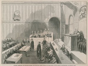 Altes Zeremoniell des Stöckeschneidens und Zählens von Hufeisen und Hobnägeln im Gericht der Verbrauchssteuer von English School