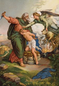 Engel greift ein, um Abraham daran zu hindern, seinen Sohn Isaak zu opfern von English School