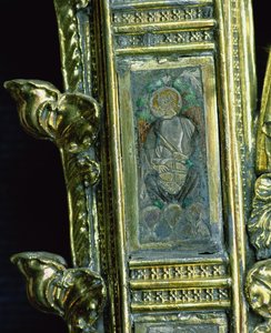 Engel, der eine Kesselpauke spielt, Detail vom Krummstab von William of Wykeham (ca. 1320-1404) von English School