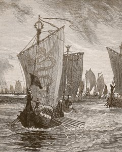 Anlaff betritt den Humber, Illustration aus Cassells Illustrierter Geschichte Englands