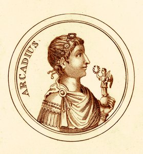 Arcadius, Illustration aus Das universelle historische Wörterbuch von George Crabb, veröffentlicht 1825 von English School