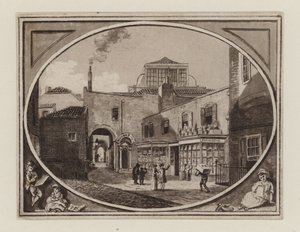 Archibald Roberton, Druckverkäufer, von Savill Row Passage, neben Squibs Auktionsraum, circa 1790 von English School