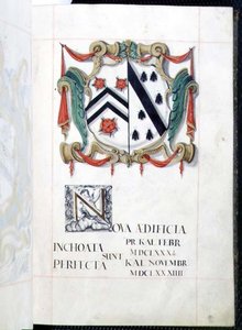 Archiv 3693 fol.2 Wappen aus einem New Buildings Benefaction Book, Oxford von English School