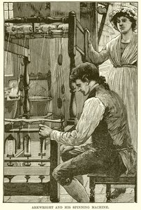Arkwright und seine Spinnmaschine von English School