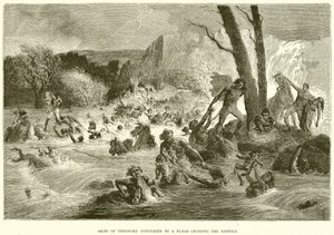 Armee von Theodor von einer Flut beim Überqueren des Bashilo überrascht von English School