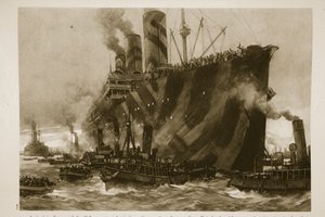 Ankunft in Frankreich des US-Transportschiffs Leviathan, des ehemaligen deutschen Liners Vaterland, mit 12.000 amerikanischen Truppen an Bord, 1914-19