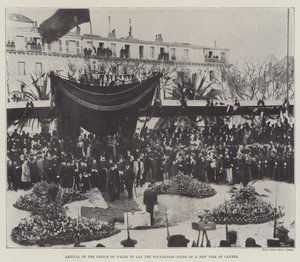 Ankunft des Prinzen von Wales zur Grundsteinlegung eines neuen Piers in Cannes von English School