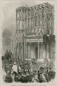 Ankunft der Wellington-Statue am Bogen, Hyde Park Corner, London von English School