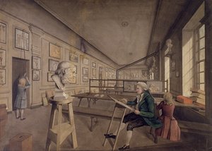 Künstler kopiert eine Büste in der Royal Academy of Arts im Somerset House, ca. 1780