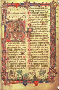 Hirsche und Vögel, aus dem Arundel Psalter, ca. 1310 von English School