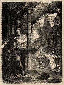 Ermordung des Regenten Murray (James Stewart Moray) - James Stewart Moray (ca. 1531-70), Regent von Schottland für König James VI - Gravur aus „Geschichte Englands“ von Cassell Petter & Galpin