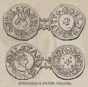 Athelstans Silberpfennige (Gravur) von English School