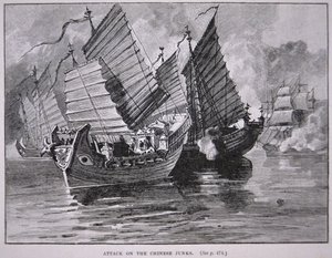 Angriff auf die chinesischen Dschunken im Jahr 1841 von English School