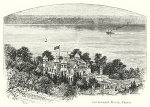 Australien: Regierungsgebäude, Perth (Gravur) von English School