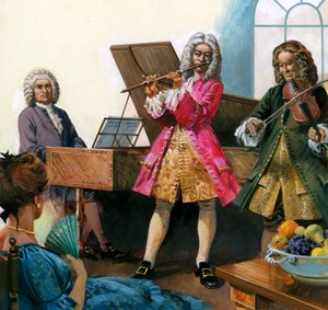 Bach spielt Musik mit Mitgliedern seiner eigenen Familie