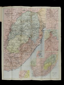 Bacons Großmaßstäbliche Karte des Transvaal Orange Free State und Natal mit Erweiterung nach Süden bis Port Elizabeth, Südafrika