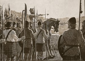 Bannockburn: Bruce inspiziert seine Truppen vor der Schlacht, Illustration aus Cassells Illustrierter Geschichte Englands