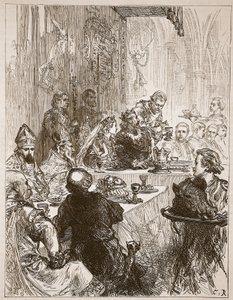 Bankett bei der Hochzeit von Heinrich und Eleonore von Provence, Illustration aus Cassells Illustrierter Geschichte Englands von English School
