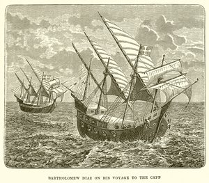 Bartholomew Diaz auf seiner Reise zum Kap von English School