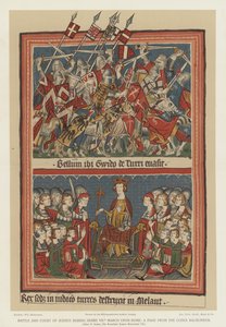 Schlacht und Gerichtshof während Heinrichs VII. Marsch auf Rom (Farblithografie)
