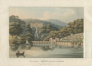 Beaudesert Halle und Park: Farbige Aquatinta, 1816 von English School