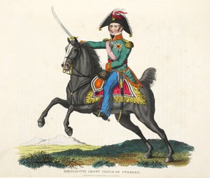 Bernadotte, Kronprinz von Schweden, veröffentlicht von Richard Evans, graviert von Romney, Illustration aus An Historical Account of the Battle of Waterloo von William Mudford, 1816