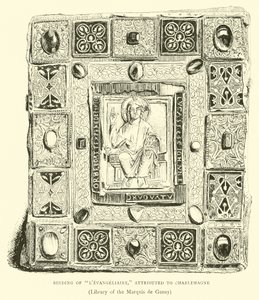 Einband des Evangelienbuchs, zugeschrieben Karl dem Großen von English School