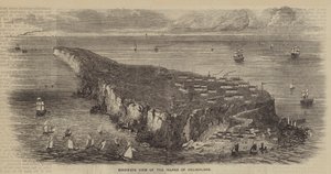 Vogelperspektive der Insel Helgoland (Stich) von English School