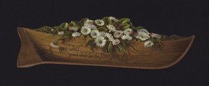 Boot gefüllt mit Gänseblümchen, Neujahrskarte, späte 19. oder frühe 20. Jahrhundert von English School