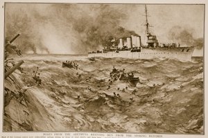 Boote von der Arethusa retten Männer vom sinkenden Blücher, 1914-19
