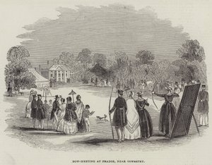 Bogenschießen bei Pradoe, in der Nähe von Oswestry (Stich) von English School