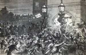 Brotaufstand am Eingang zum House of Commons im Jahr 1815 von English School