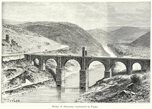 Brücke von Alcantara, erbaut von Trajan (Gravur) von English School