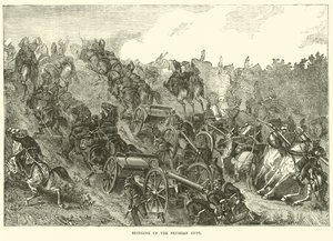 Heranbringen der preußischen Geschütze, August 1870 von English School