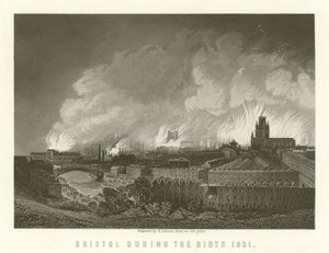 Bristol während der Unruhen 1831 von English School