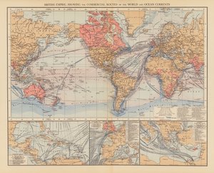 Britisches Empire, Handelsrouten der Welt und Meeresströmungen von English School