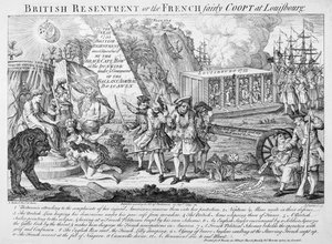 Britische Empörung oder, die Franzosen fair in Louisbourg gefangen, veröffentlicht am 25. September 1755