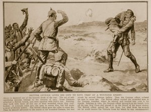 Britischer Offizier opfert sein Leben, um das eines verwundeten Feindes zu retten, 1914-19