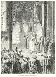Buddhistische Priester bei der Zeremonie (Gravur) von English School