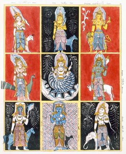Buddhisten, die die Sterne, Sonne und Mond darstellen, aus Die Geschichte und Lehre des Buddhismus von Edward Upham, 1829 von English School