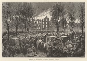 Brand des Irrenhauses in Montreal, Kanada (Stich) von English School