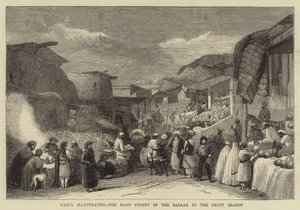 Kabul illustriert, die Hauptstraße im Basar in der Obstzeit (Stich)