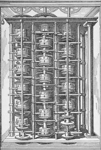 Rechenmaschine bekannt als die Differenzmaschine aus der Enzyklopädie der nützlichen Künste & Manufakturen, herausgegeben von Charles Tomlinson, ca. 1880er Jahre