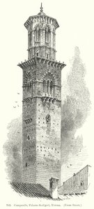 Campanile, Palazzo Scaligeri, Verona (Gravur) von English School