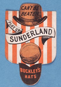 Kann nicht geschlagen werden, Spiel auf Sunderland, Baines-Karte in Form eines Schildes von English School