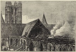 Die Kathedrale von Canterbury nach dem jüngsten Brand von English School