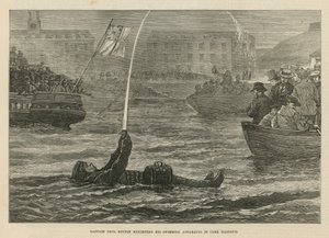 Captain Boyton zeigt das Schwimmgerät