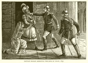 Kapitän Hodson verhaftet den König von Delhi, 1857 von English School